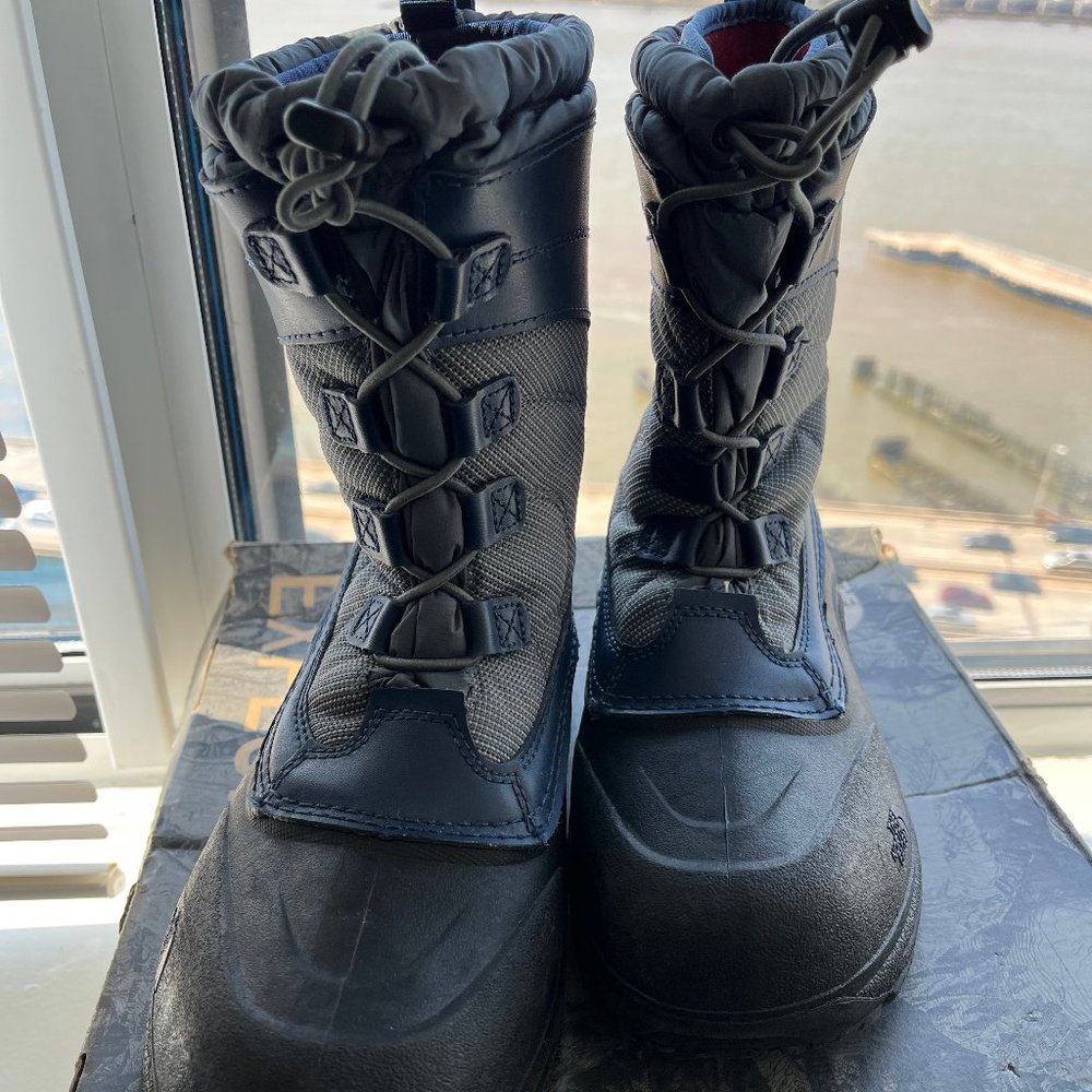 THE NORTH FACE - ALPENGLOW III SNOW WINTER BOOT - BLUE/GREY - BOYS 7 M - EUC